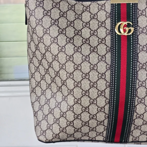 Gucci GG Supreme Messenger Bag Monogram Web Flat Strip Black Red Beige Women - Picture 7 of 16